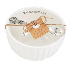 White Bowl with "Not Homemade" written on it