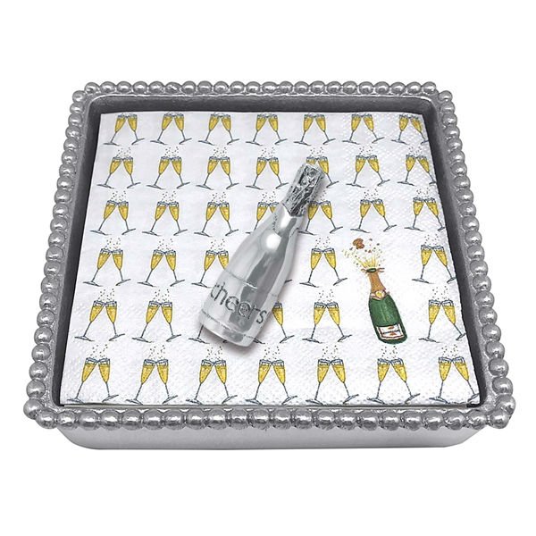 Mariposa Champagne Beaded Napkin Box