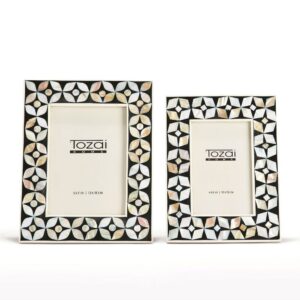 Twos Company Flower Black Inlay Mother of Pearl Lacquered Photo Frame - MLT117-BS2