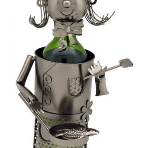lady chef with pan and spatula wine body